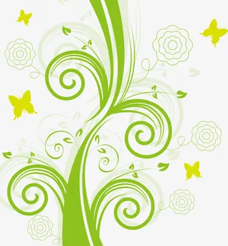 矢量绿色蝴蝶免抠