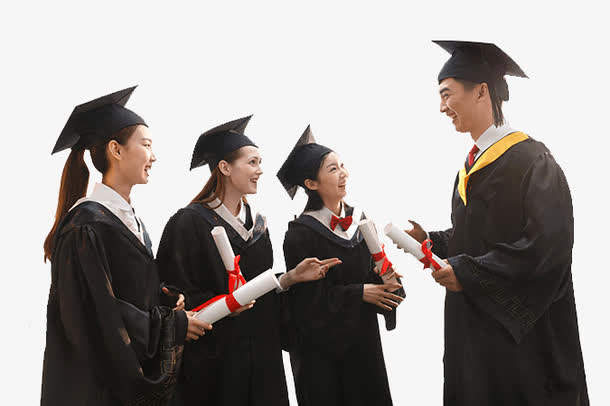 穿学士服毕业的学生免抠