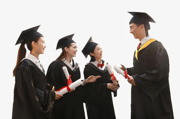 穿学士服毕业的学生免抠