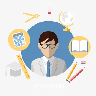 卡通男教师教学工具素材免抠