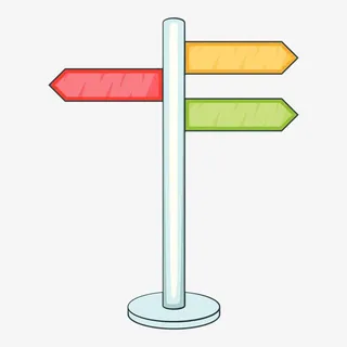 手绘彩色简约路牌免抠