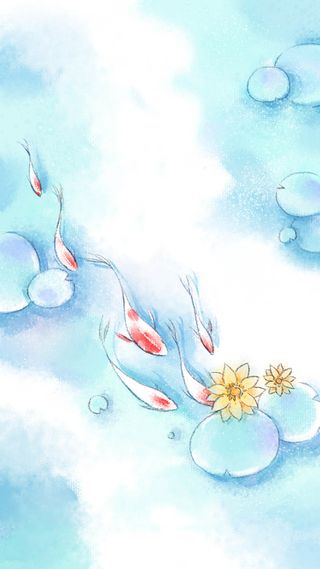 淡蓝色手绘水彩荷花夏日背景高清