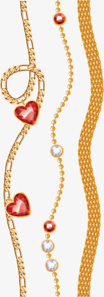 红宝石金色项链免抠