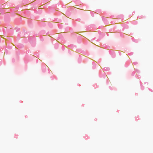 粉色唯美装饰桃花设计图免抠