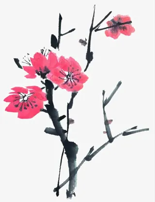 彩墨梅花免抠