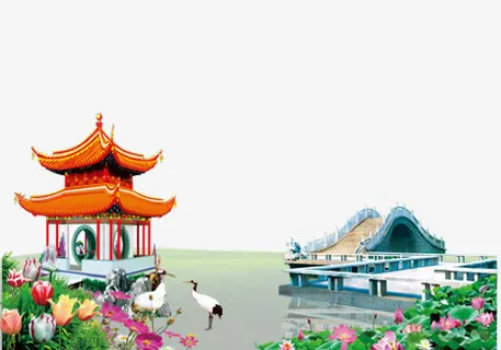 古桥亭子免扣素材免抠