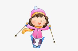 冬天滑雪的小女孩免抠