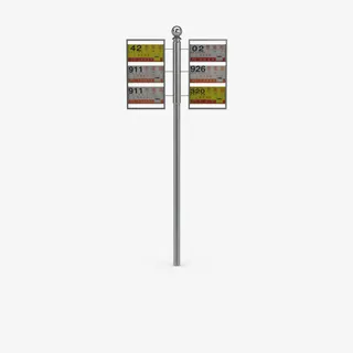 黄色条纹公交车站台站牌免抠