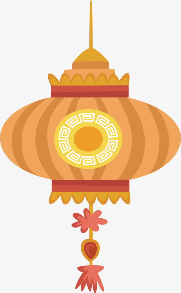 橘色中国风灯笼免抠