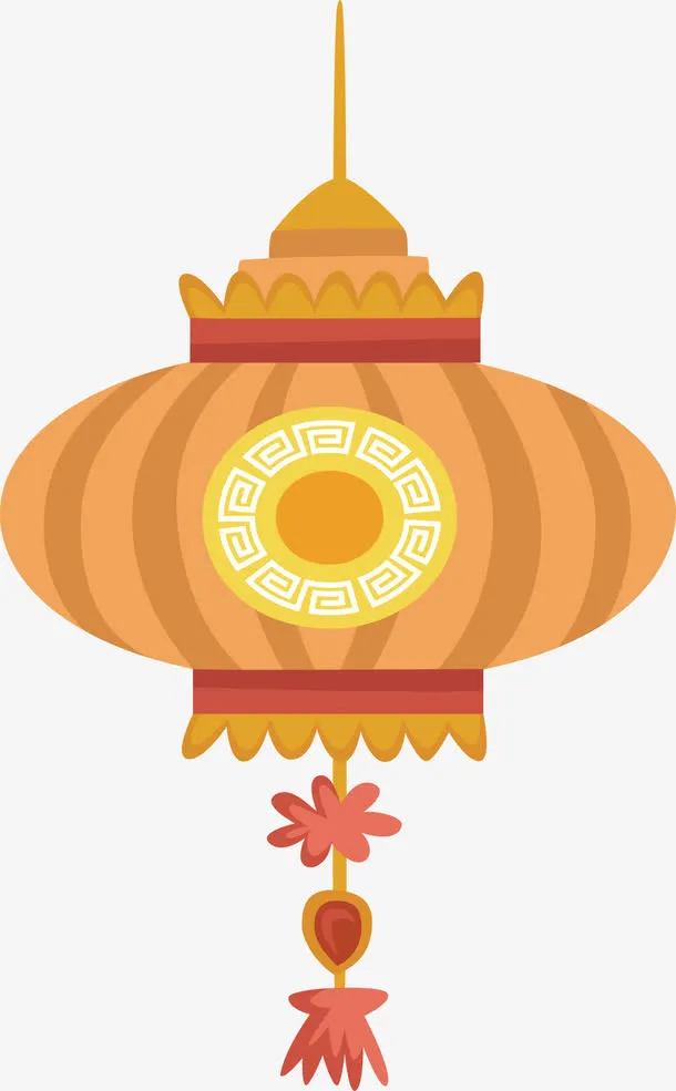 橘色中国风灯笼免抠