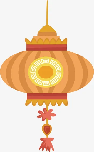 橘色中国风灯笼免抠