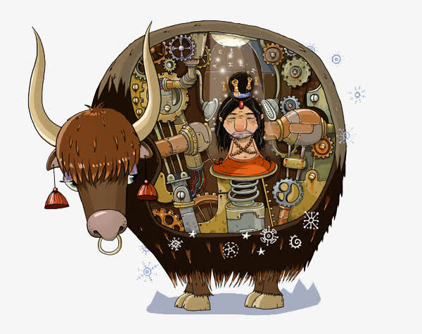 创意欧美插画斗牛免抠