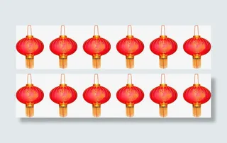 红色鲤鱼花纹灯笼中秋免抠