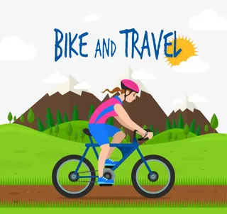 骑着单车去旅游免抠