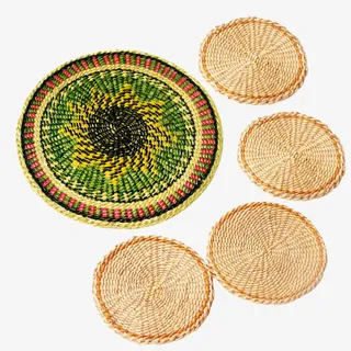 彩色编织茶垫免抠