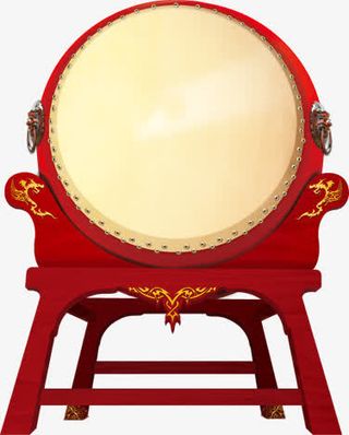 红色复古手绘游戏大鼓免抠
