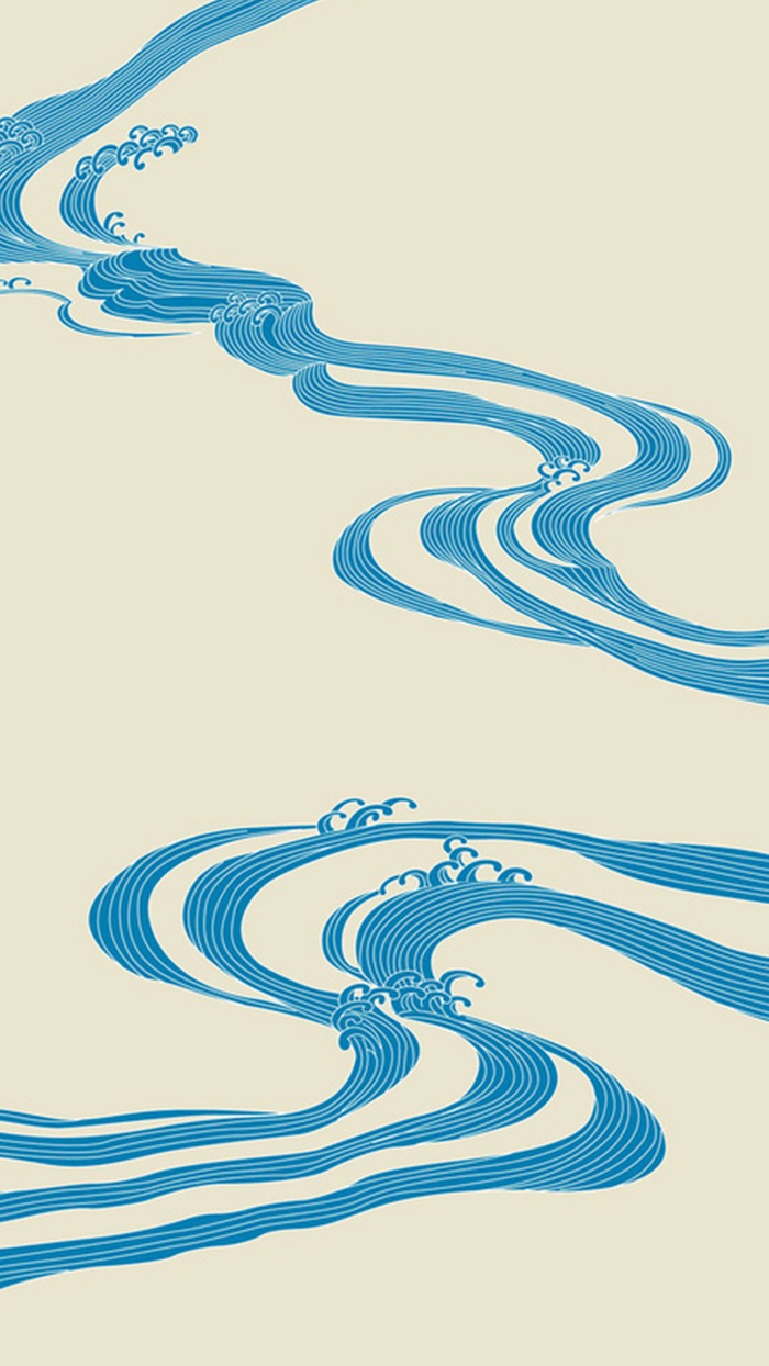 河流插画壁纸背景中国风简介h5素材背景高清