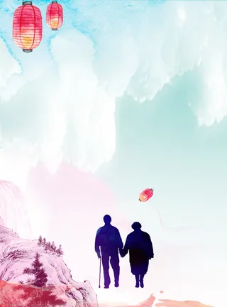 梦幻关爱老人绿色背景素材高清