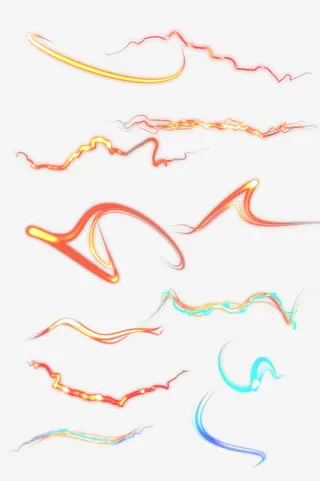 炫彩波浪线条免抠