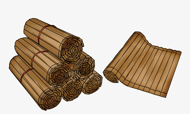 古典手绘竹简免抠