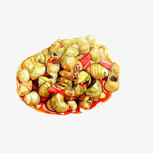 红烧螺蛳手绘画素材图片免抠