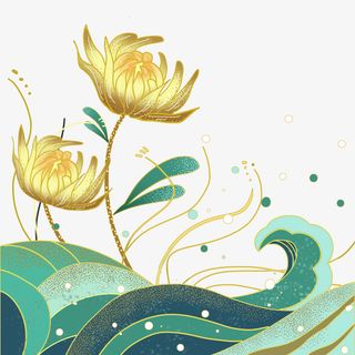 中国风国潮海浪渐变免抠