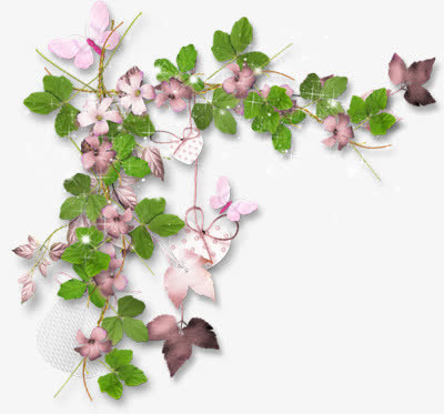 唯美绿叶鲜花发光边框免抠装饰边框元素