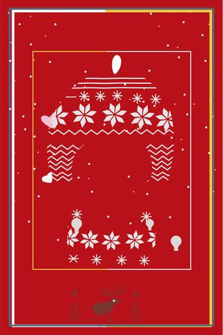 圣诞节简约红色喜庆手绘线条矢量海报高清