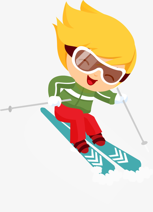冬季滑雪的小男孩免抠