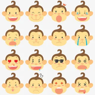 矢量猴子表情收集免抠