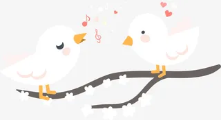 情人节呆萌白色小鸟免抠