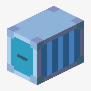 蓝色立体集装箱元素免抠