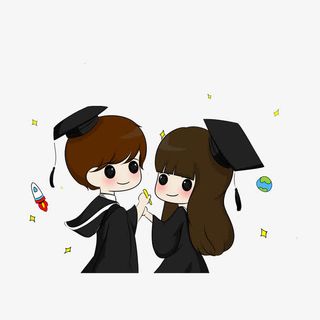 卡通穿学士服的大学生免抠