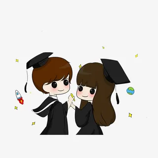 卡通穿学士服的大学生免抠