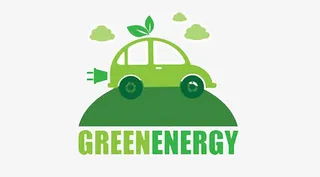 卡通绿色汽车充电站环保标识免抠