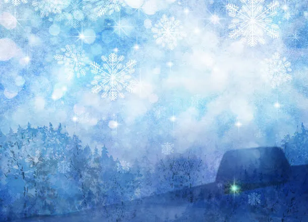 蓝色渐变梦幻光效雪花免抠