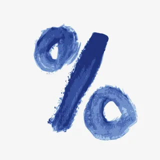 蓝色水墨百分号免抠