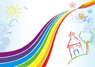 彩虹铅笔手绘素材免抠