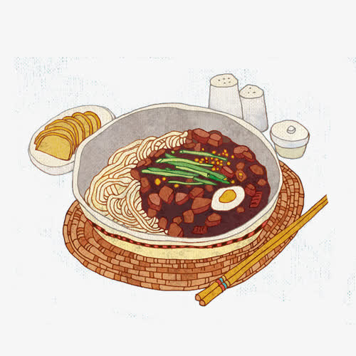 炸酱面手绘画素材图片免抠