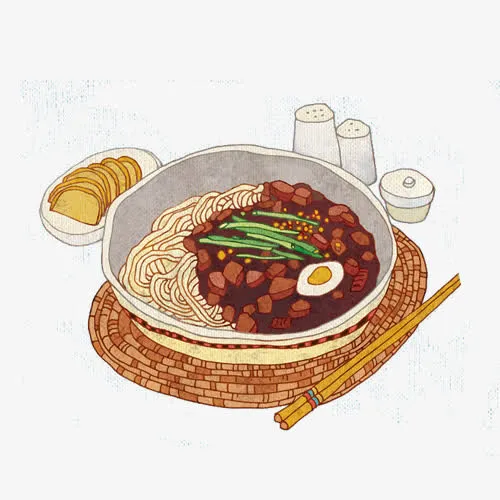 炸酱面手绘画素材图片免抠