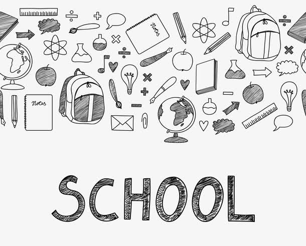 开学季学习用品矢量线稿免抠