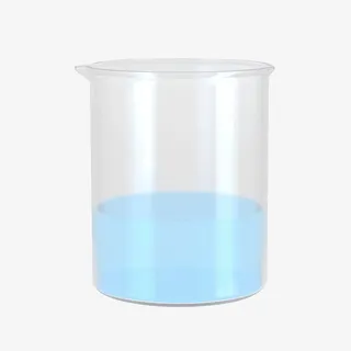 蓝色液体透明玻璃烧杯免抠