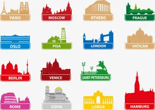 世界著名城市建筑剪影01，免抠