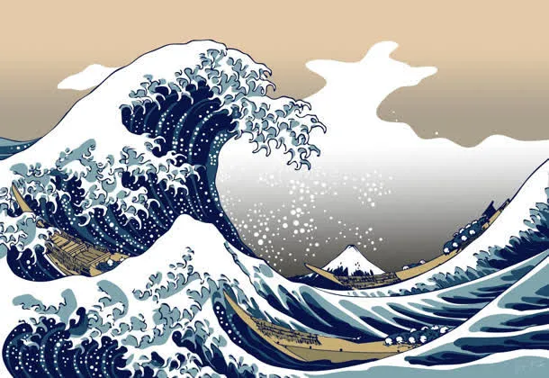 海浪卷打动漫素材免抠