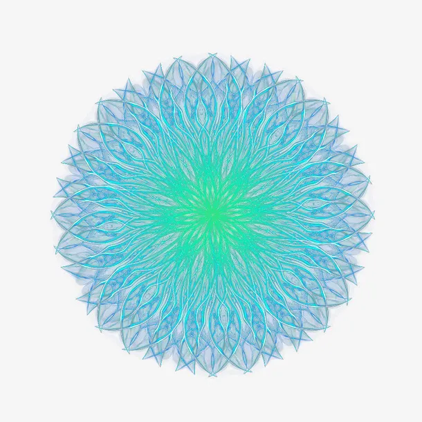 梦幻炫酷蓝色花朵png免抠