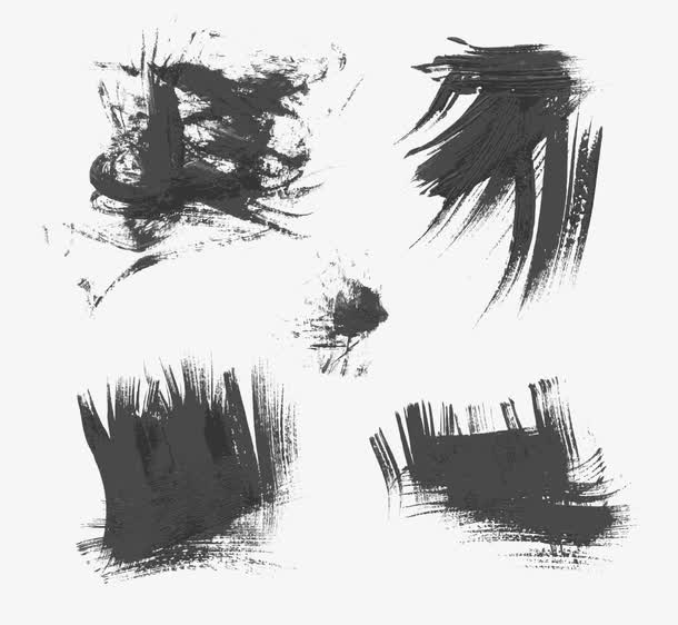 中国风水墨笔触笔刷矢量素材免抠