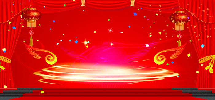 中国结舞台红色春节晚会海报背景高清