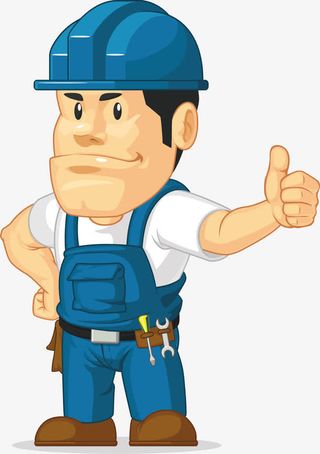 蓝色卡通工人免抠