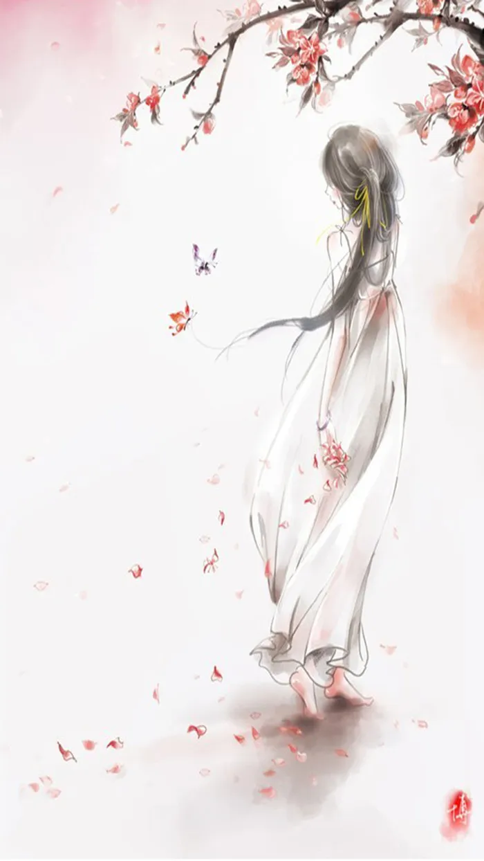 浪漫卡通女孩H5背景素材高清