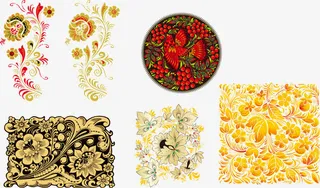 绚丽的古典花纹矢量素材免抠